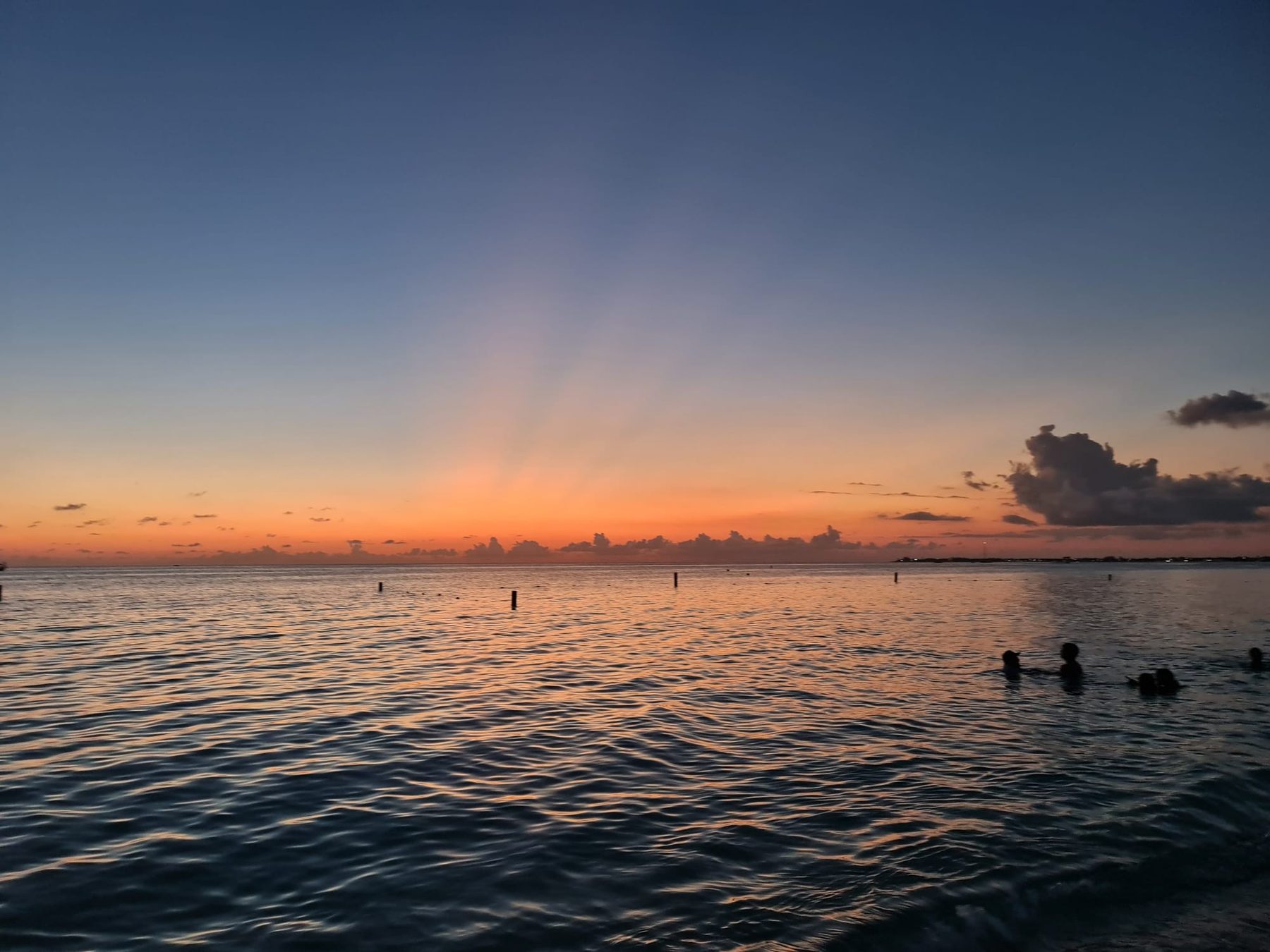 Dusk over the water in the Cayman Islands
